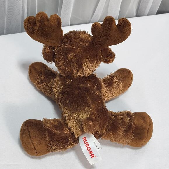 Aurora Moose Reindeer Stuffed Plush Toy Animal Brown Tan 8'' - Picture 8 of 12